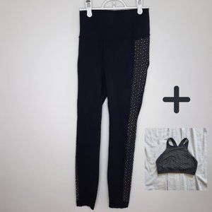 Lululemon Colour Me Quick Black Pants + Sports Bra Bundle With White Polka Dots